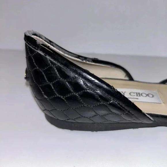 Jimmy Choo Black Leather Flats Size 40 - Picture 12 of 16
